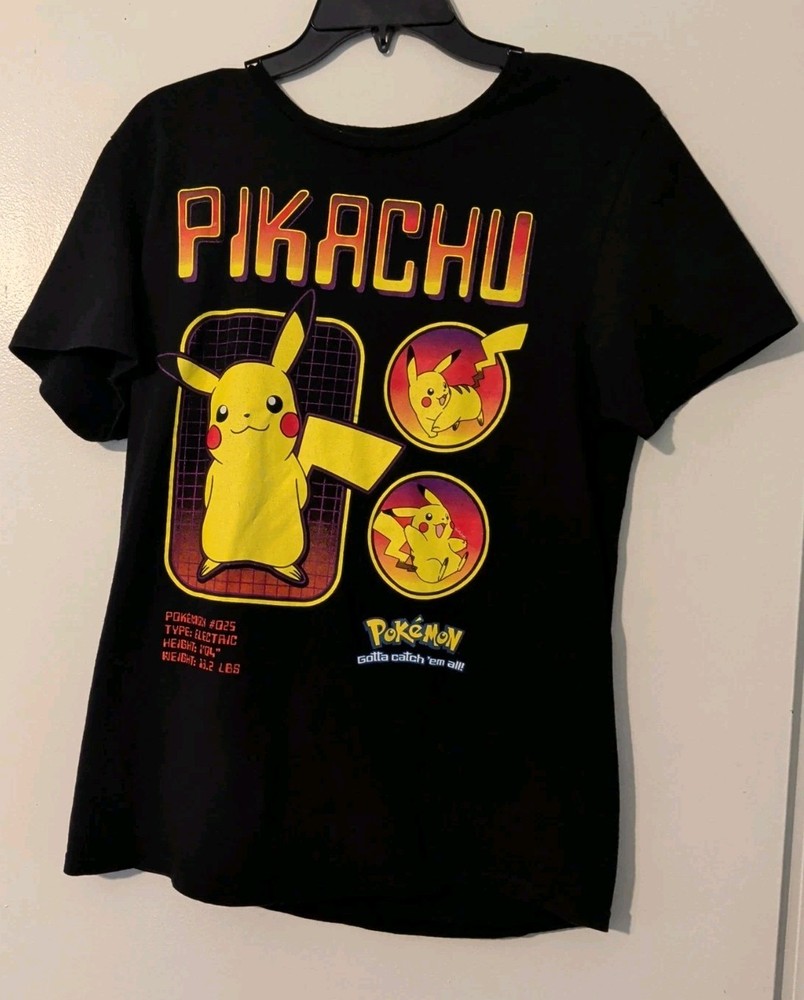 Pokemon Adult T-Shirt - Pikachu Yellow Black Size Medium 38/40