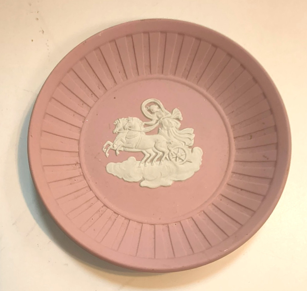 Vintage Wedgwood Pink White Jasperware Small Trinket Dish Neo-Classical Design