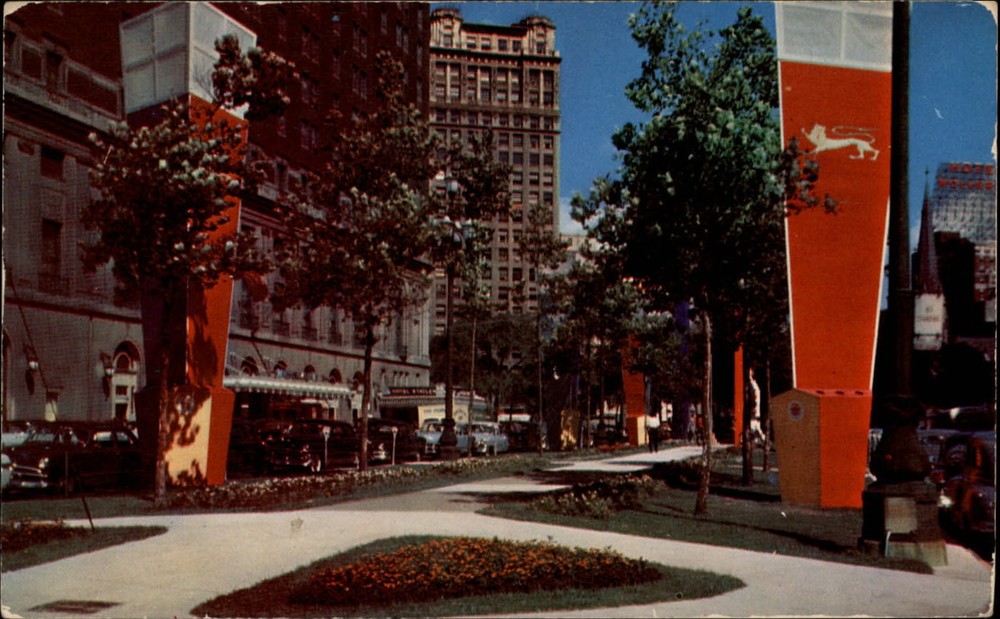 Michigan Detroit Statler Hotel Washington Blvd ~ 1950-60s vintage postcard