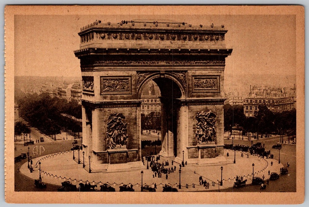 Antique Postcard Arc DE Triomphe Tomb Paris, Fr 1920s
