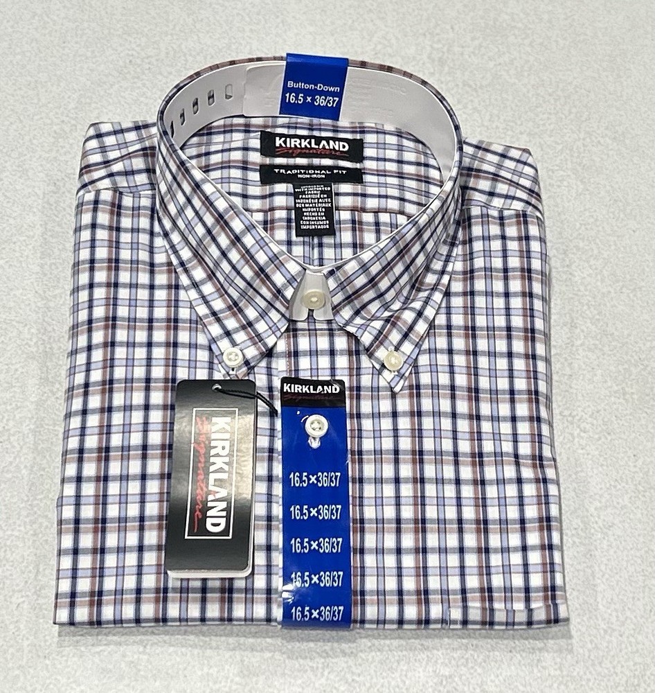 Kirkland Men's Traditional Fit Non-Iron Dress Shirt, Multicolor, 16.5-36/37