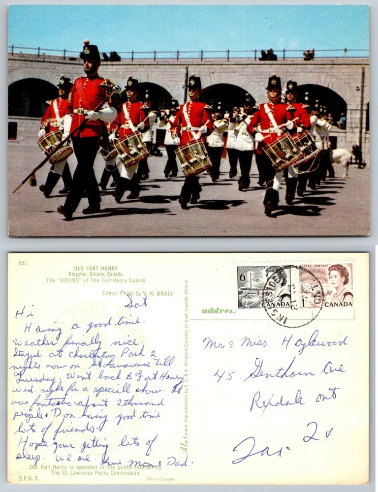 Old Fort Henry Guards Drums Kingston Ontario Canada 1966 Postcard
