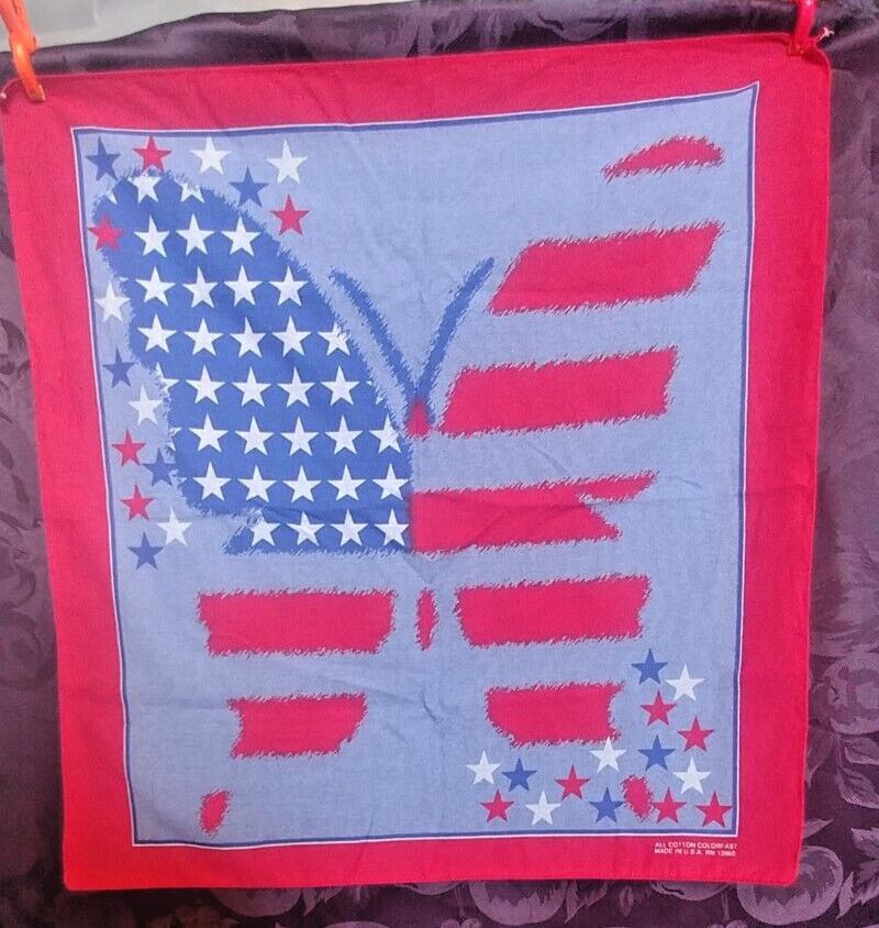 vintage red, white and blue flag butterfly bandana