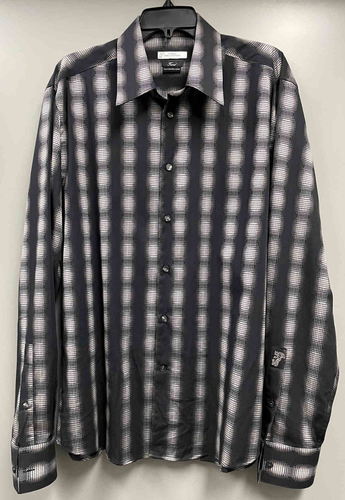 Versace Trend Collection Mens Long Sleeve Shirt Abstract Graphic Size 44/17.5-image