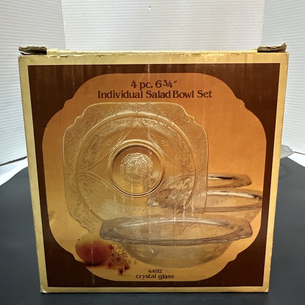 Vintage Recollection Indiana Glass 4 Pc Salad Bowl Set 6.75
