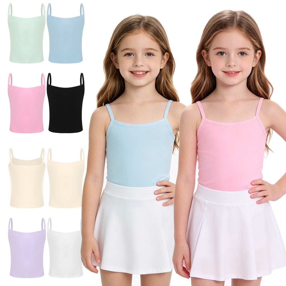 Kids Girls Sleeveless Undershirts Sport Dance Crop Tank Top Yoga Gymnastic Vest