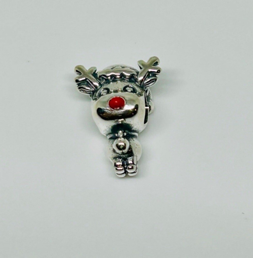 NEW Pandora Rudolph HOLIDAY RED NOSE REINDEER Christmas Charm 799208C01 RETIRED