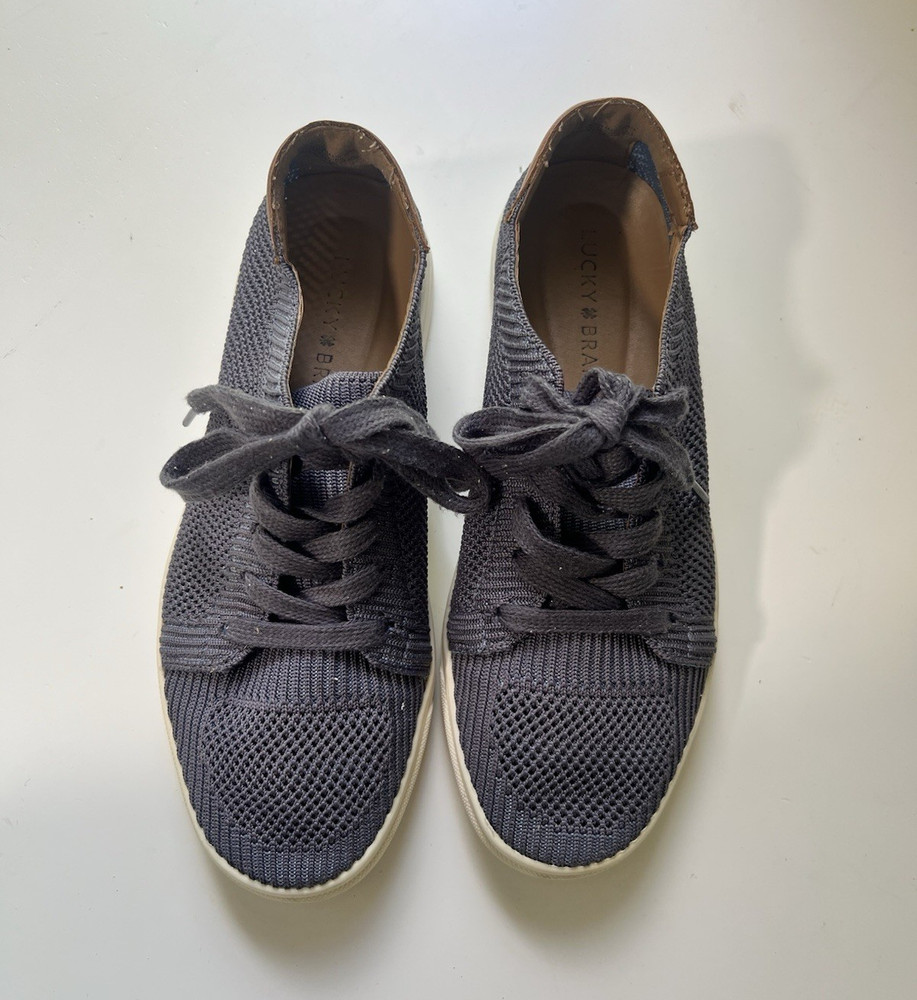 Lucky Brand Men's Blue Knit Lace Up Low Top Sneakers Rubber Sole US 7