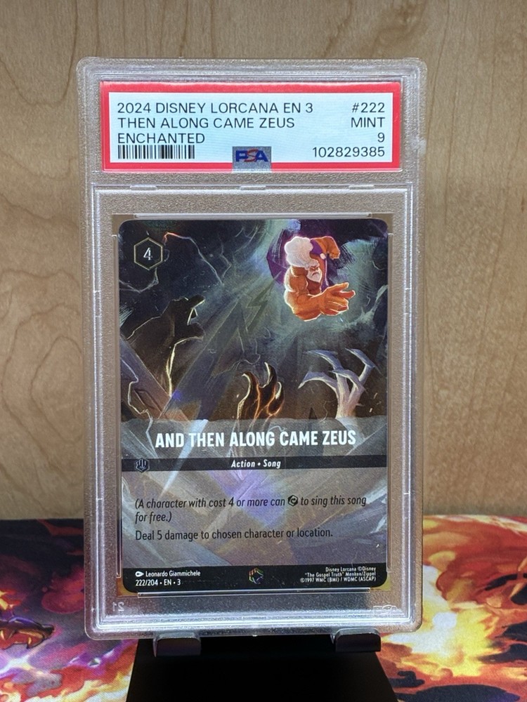 Disney Lorcana 2024 and Then Along Came Zeus Enchanted Card 222/204 PSA 9 MINT