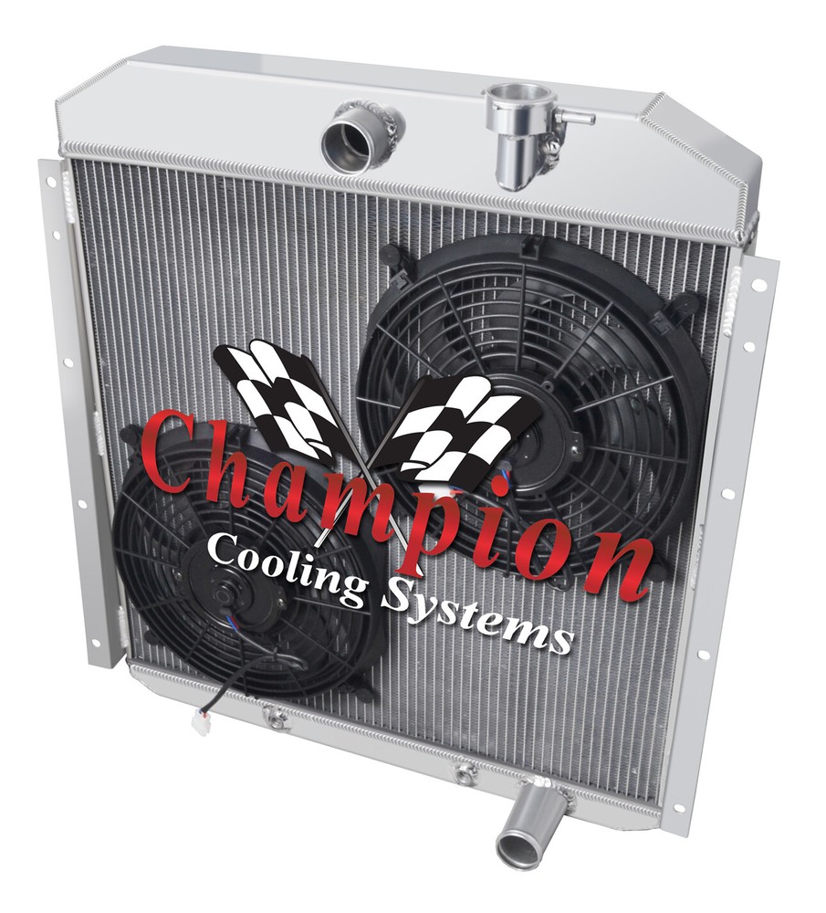 1955-1959 GMC Truck Ace Champion 4-Row Aluminum Radiator with Dual 10