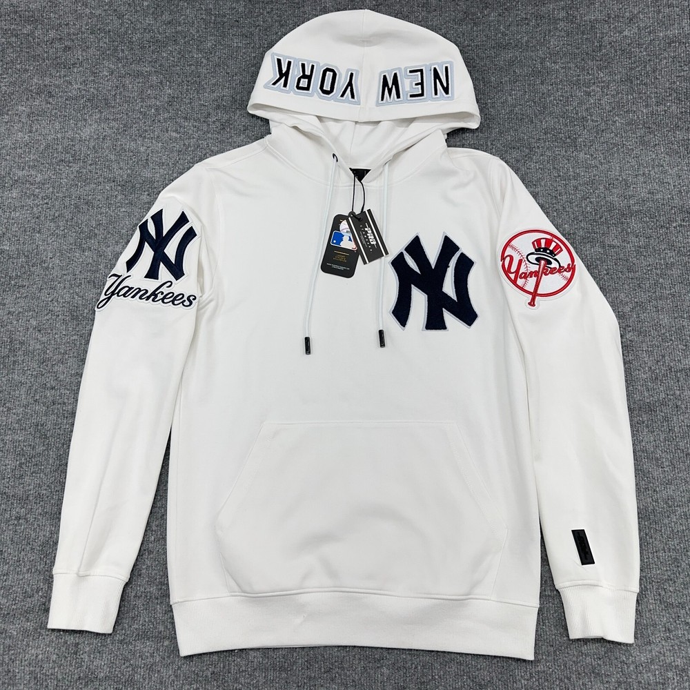 New York Yankees ProStandard Hoodie Team Logo Mens Small White Patch *READ* NEW