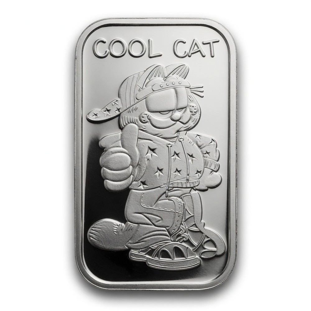 Garfield COOL CAT 1oz .999 Fine Silver Proof Like Bar - Low Mintage
