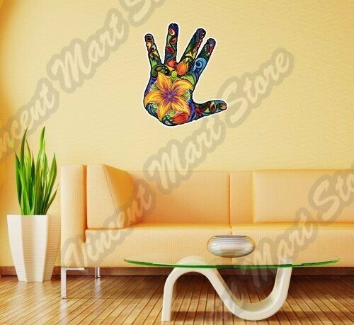 Hand Palm Abstract Floral Ornament Colorful Wall Sticker Interior Decor 20