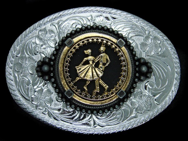 TD05105 VINTAGE 1970s **SQUARE DANCING** WESTERN & COWBOY DESIGN BELT BUCKLE