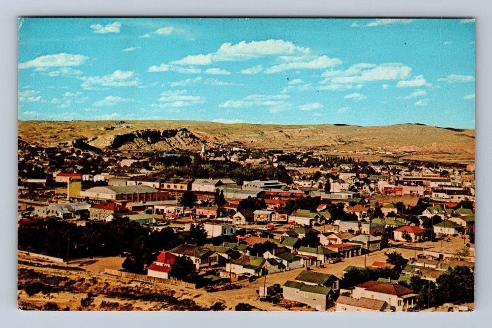 Rock Springs WY-Wyoming Aerial Of Town Area Vintage Postcard