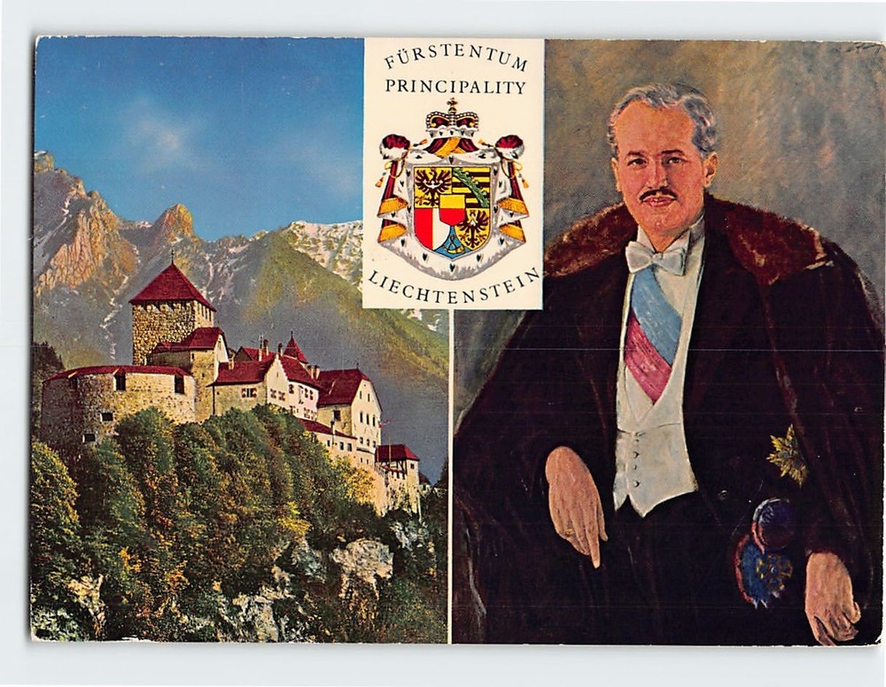 Postcard Prince Franz Joseph II & Vaduz Castle Liechtenstein