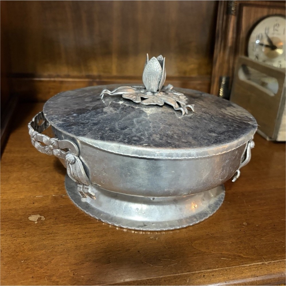 Rodney Kent hammered aluminum covered dish
