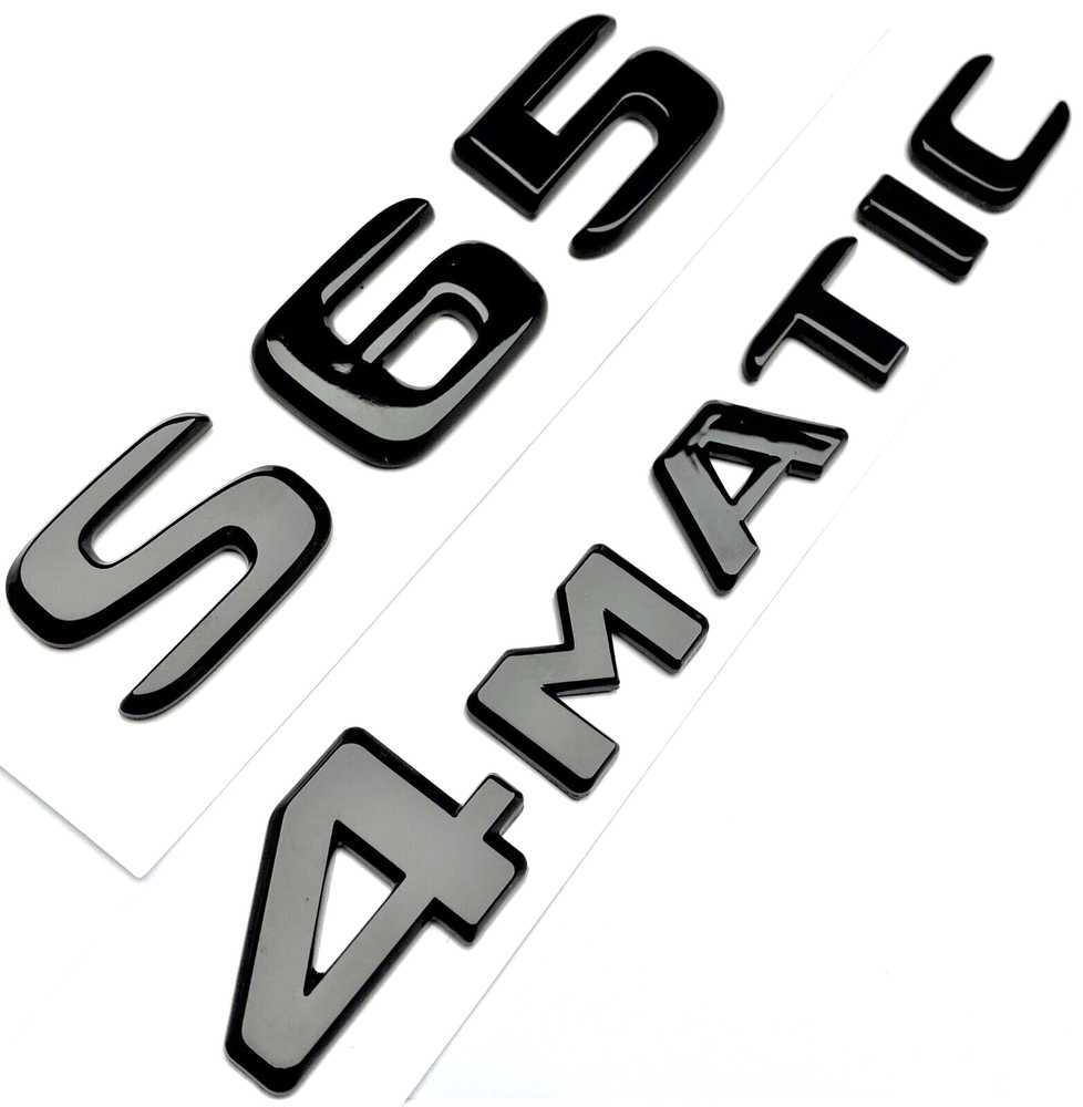 2 BLACK S65+4MATIC FOR MERCEDES S65 REAR TRUNK EMBLEM BADGE NAMEPLATE DECAL