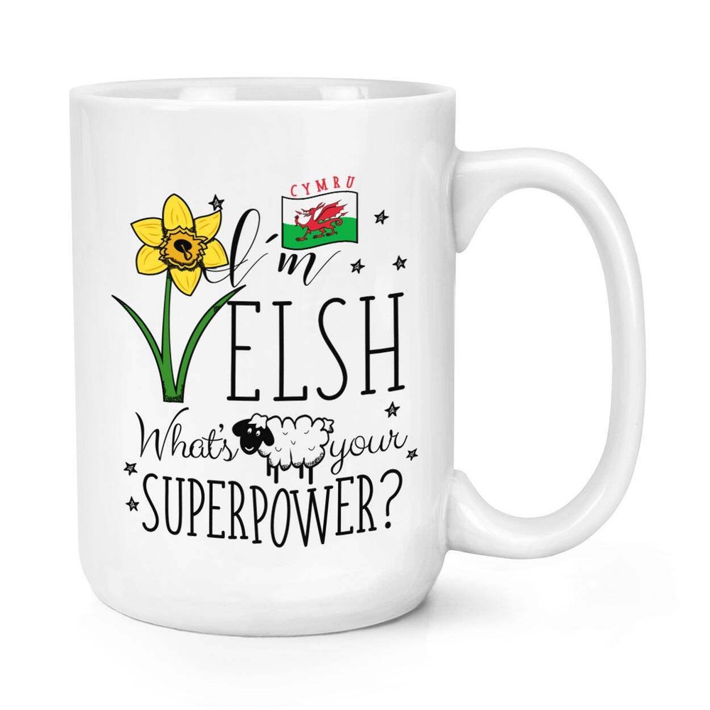 Welsh Pride Superpower Coffee Mug Large Ceramic Cup UK Gift Idea