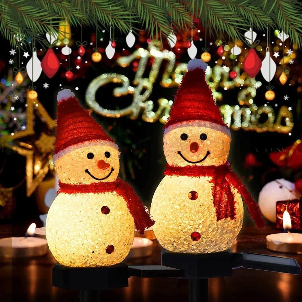 Statue Garden Snowman Resin Solar Medium Novelty Modern Multicolor Weatherproof