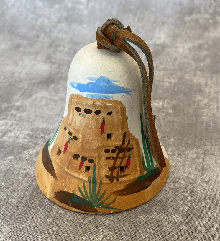 3” Clay Bell Southwest Theme W Leather Accents