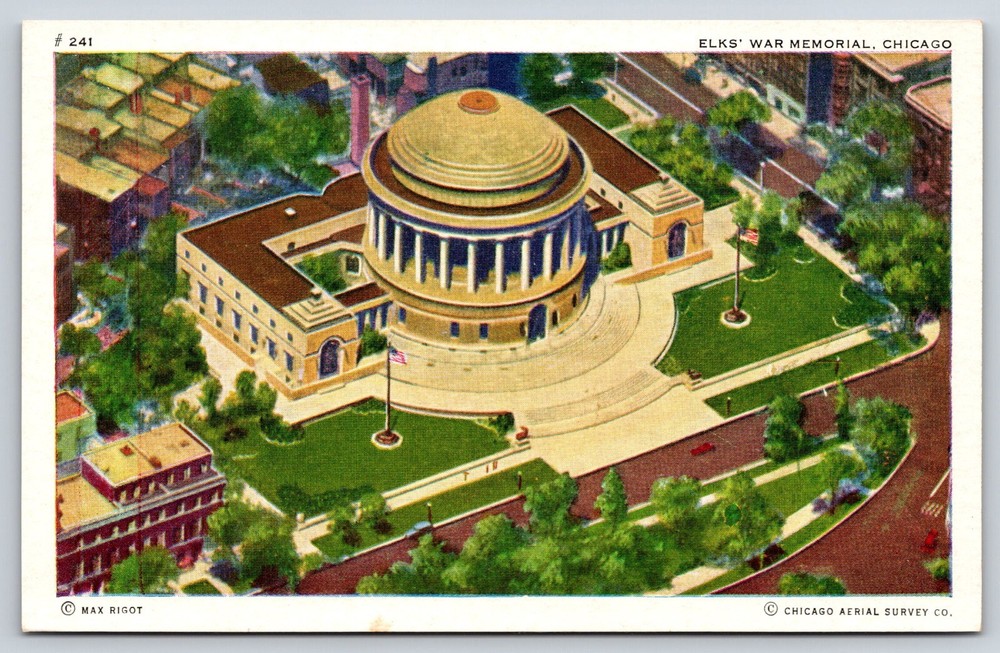 Chicago IL-Illinois, Elks War Memorial, Lincoln Park, Vintage Antique Postcard