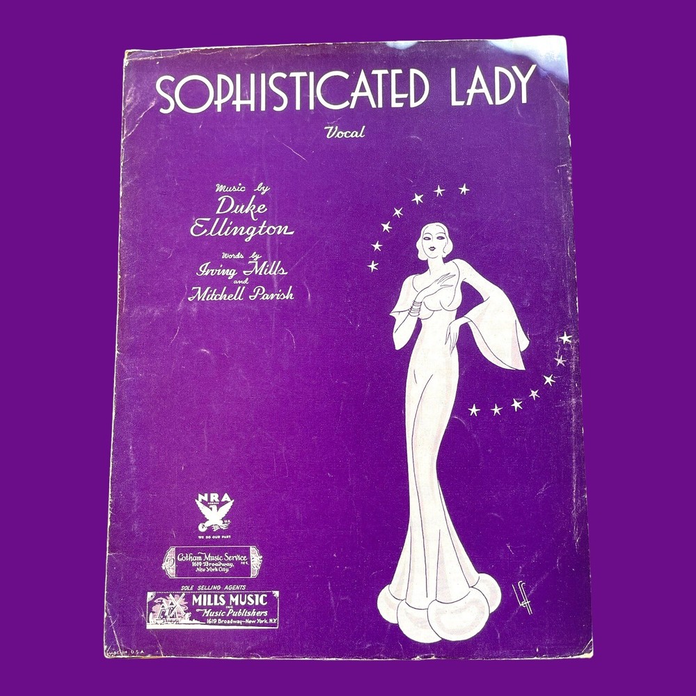Sophisticated Lady Sheet Music Duke Ellington Jazz 1933 Art Deco Cover Art Leff