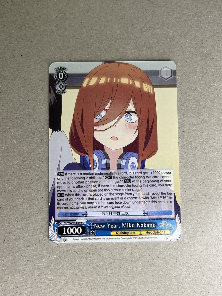 Weiss Schwarz The Quintessential Quintuplets 2 5HY/W90-E092 C Miku Nakano