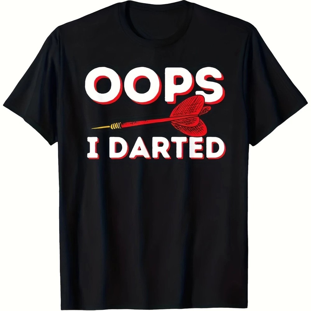 Oops I Darted Funny Darts Player T-Shirt Mens Cotton Graphic Tee Gift