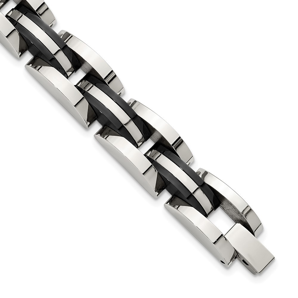 Stainless Steel Polished Black IP-plated Bracelet 8.5