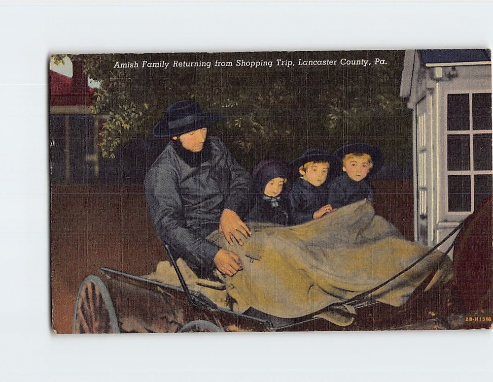 Postcard Amish Family Returning from Shopping Trip Lancaster Pennsylvania USA
