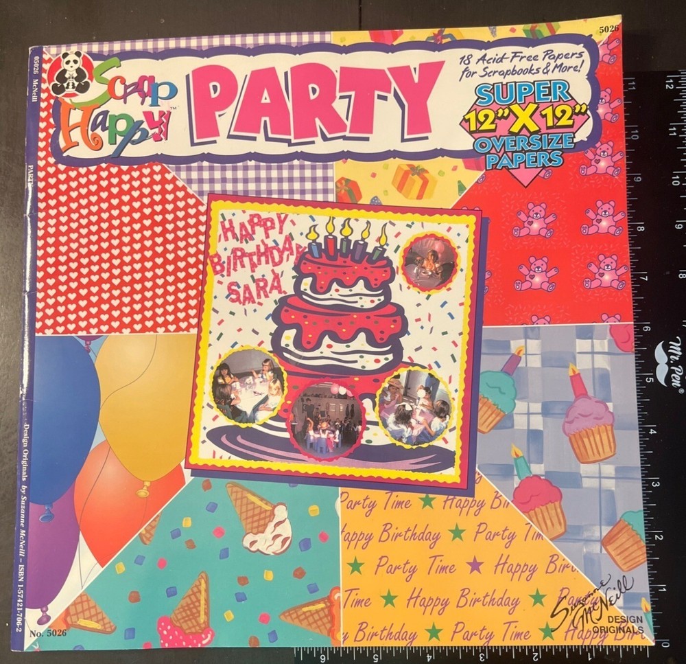 1998 Scrap Happy Party theme Acid-Free Paper Pack For Scrapbooking & Crafts 5026-image