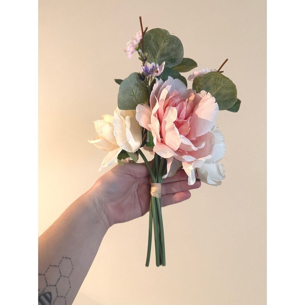 Lot 3 Spring Peony Rose Pink Peach Artificial Flower Bouquet Bridesmaid Bridal