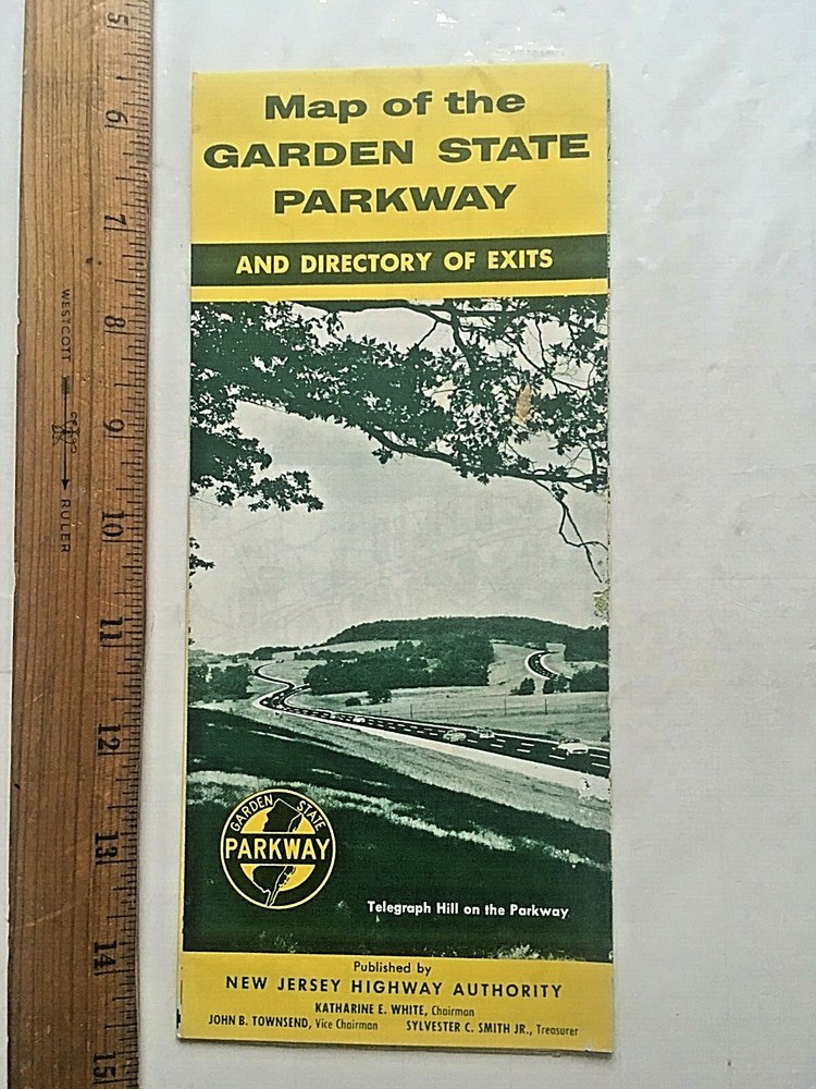 1961 Garden State Parkway Fold-Out Map with Exit Directory Guide