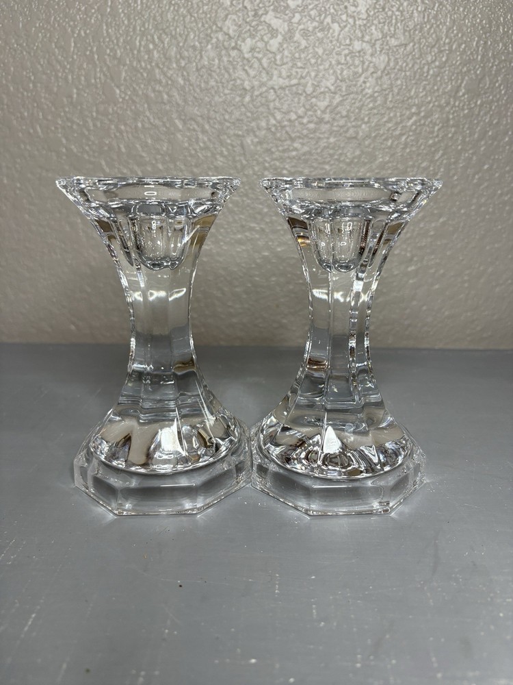 Vintage Lead Crystal Candlestick Holders pair  5.5