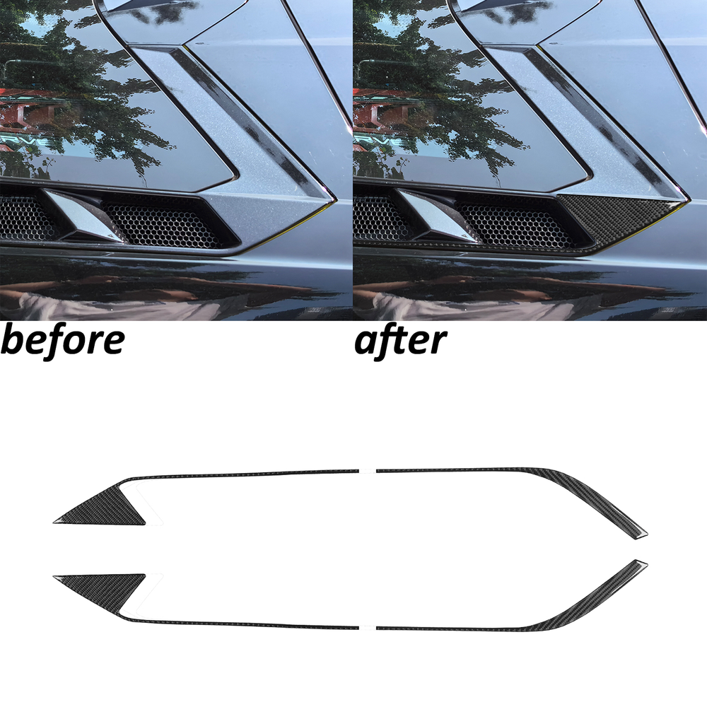 Real Carbon Fiber Car Engine Hood Air Vent Trim For Chevrolet Corvette C8 20-25