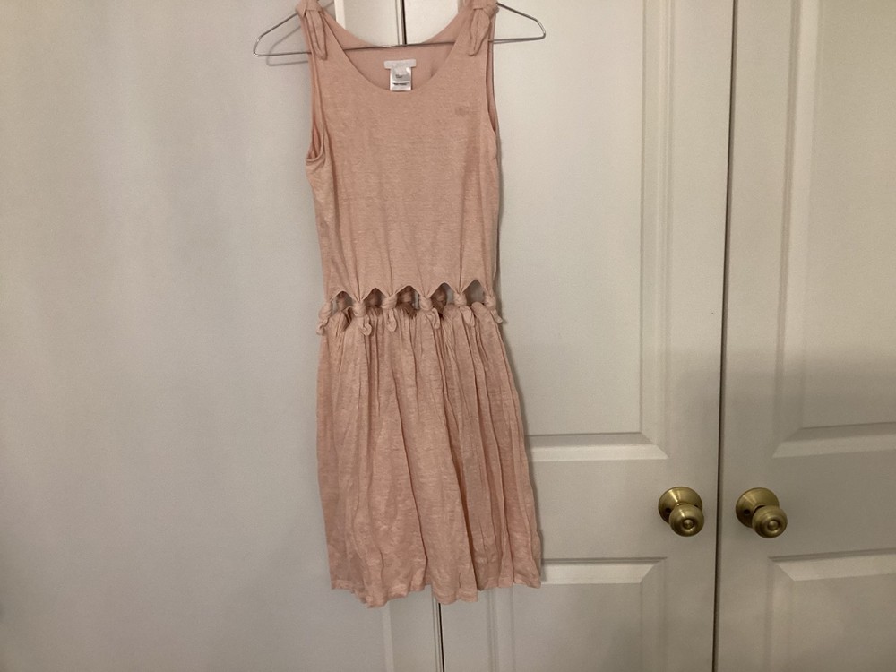 CHLOE Girls Size 12 Dress Pink Logo Tie Designer Teen Style Sleeveless