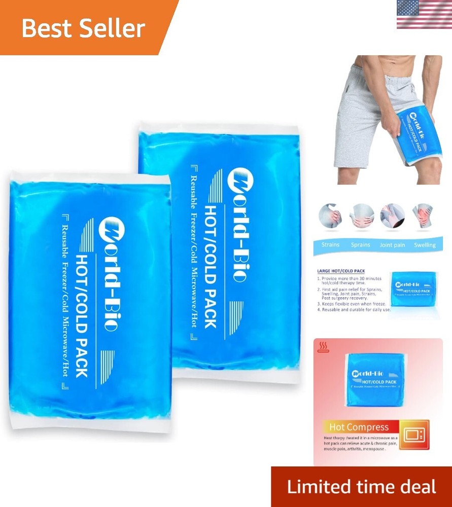 Large Reusable 12x8 Gel Ice Packs for Pain Relief & Swelling