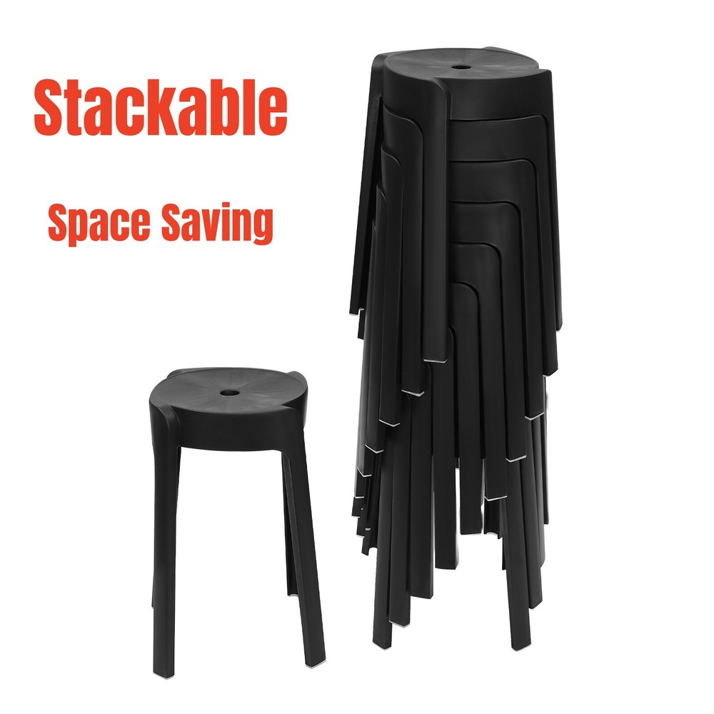 10-Pack 18-Inch Stackable PP Bar Stools for Counter Height Dining