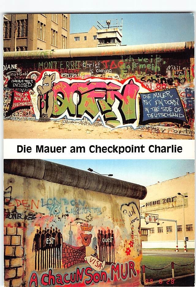 Postcard Berlin Wall at Checkpoint Charlie Germany