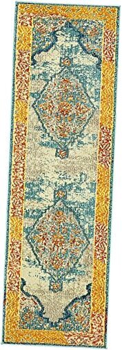 Vita Collection Bright Over-Dyed 2 ft x 6 ft 7 in Runner Blue/Orange