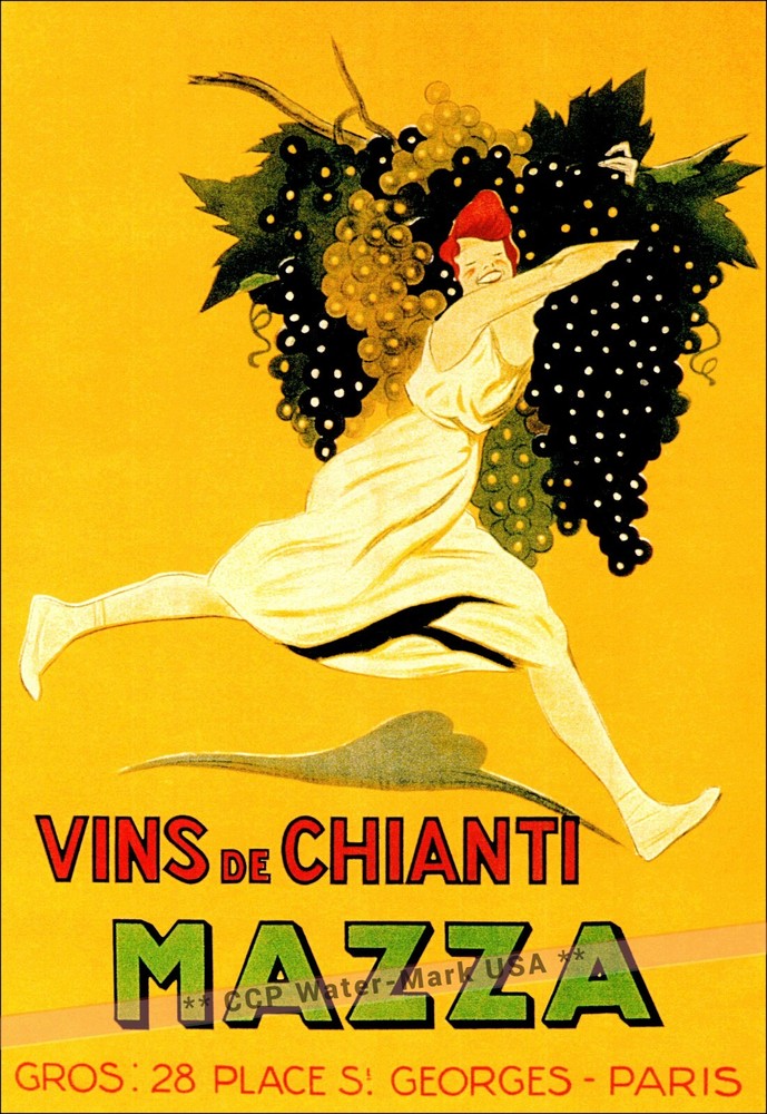 Mazza 1950 Vins De Chianti Vintage Poster Print Wine Art Advertising