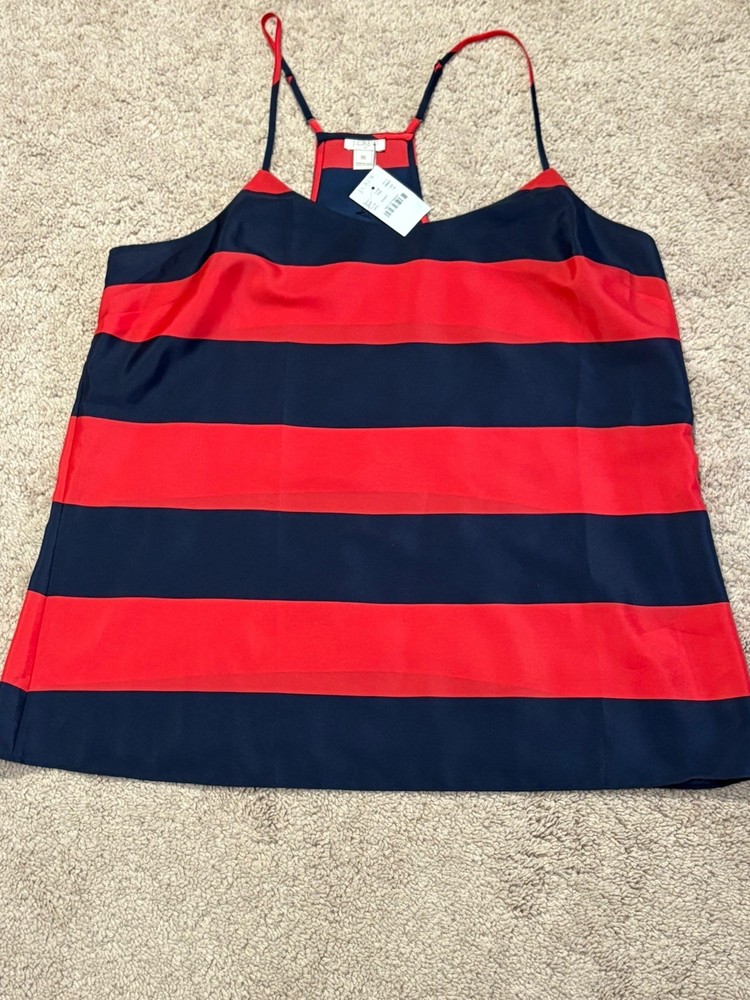 J. Crew Womens Shirt Size 16 NEW Multicolor Striped Strappy Classic Flowy