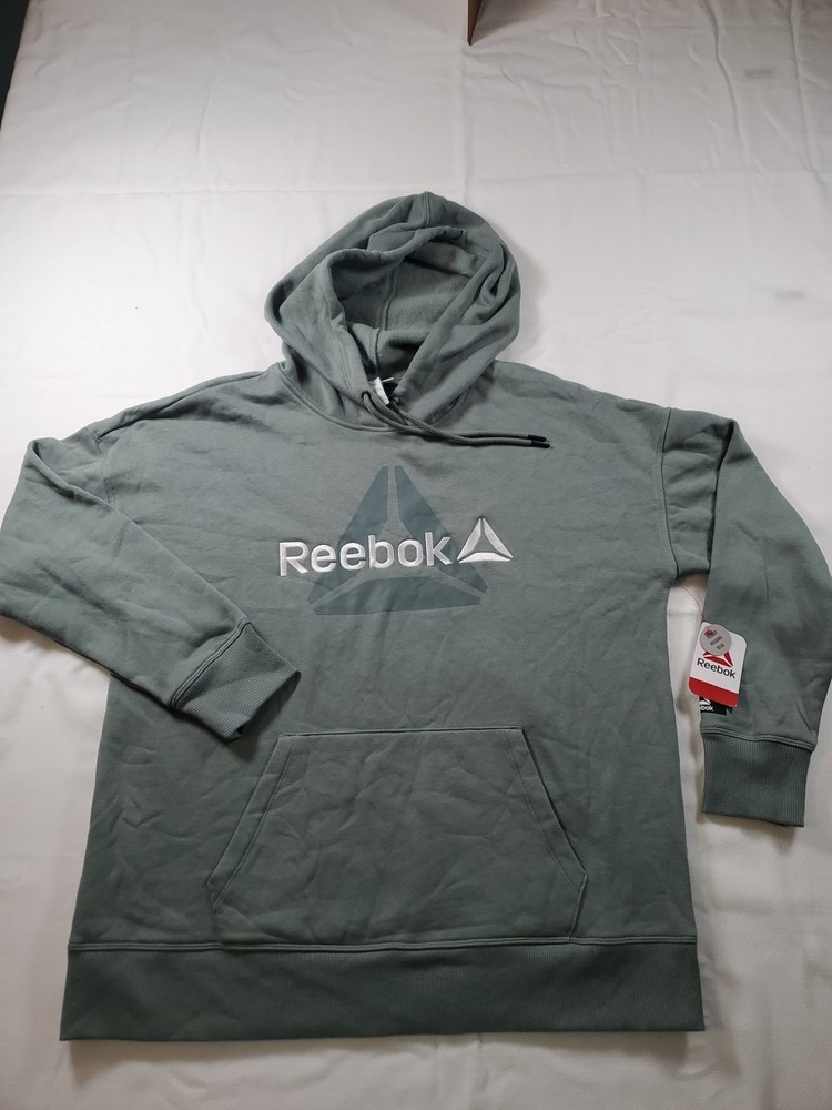 Reebok Hoodie Womens Large Long Sleeve Sage Green  Hooded Sweatshirt