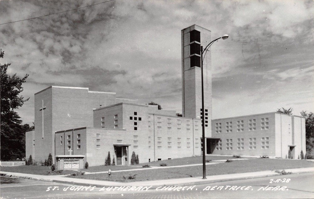 Beatrice Nebraska~St Johns Lutheran Church~1959 Real Photo Postcard~RPPC