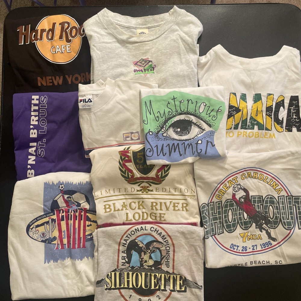 Vintage 80s 90s T-shirt Lot Of 10 Single Stitch Rare NRA Umbro USA Fila