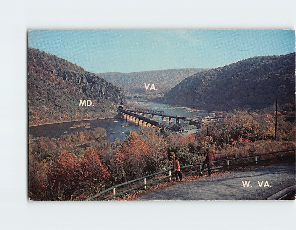 Postcard Where Three States Meet Harpers Ferry West Virginia USA
