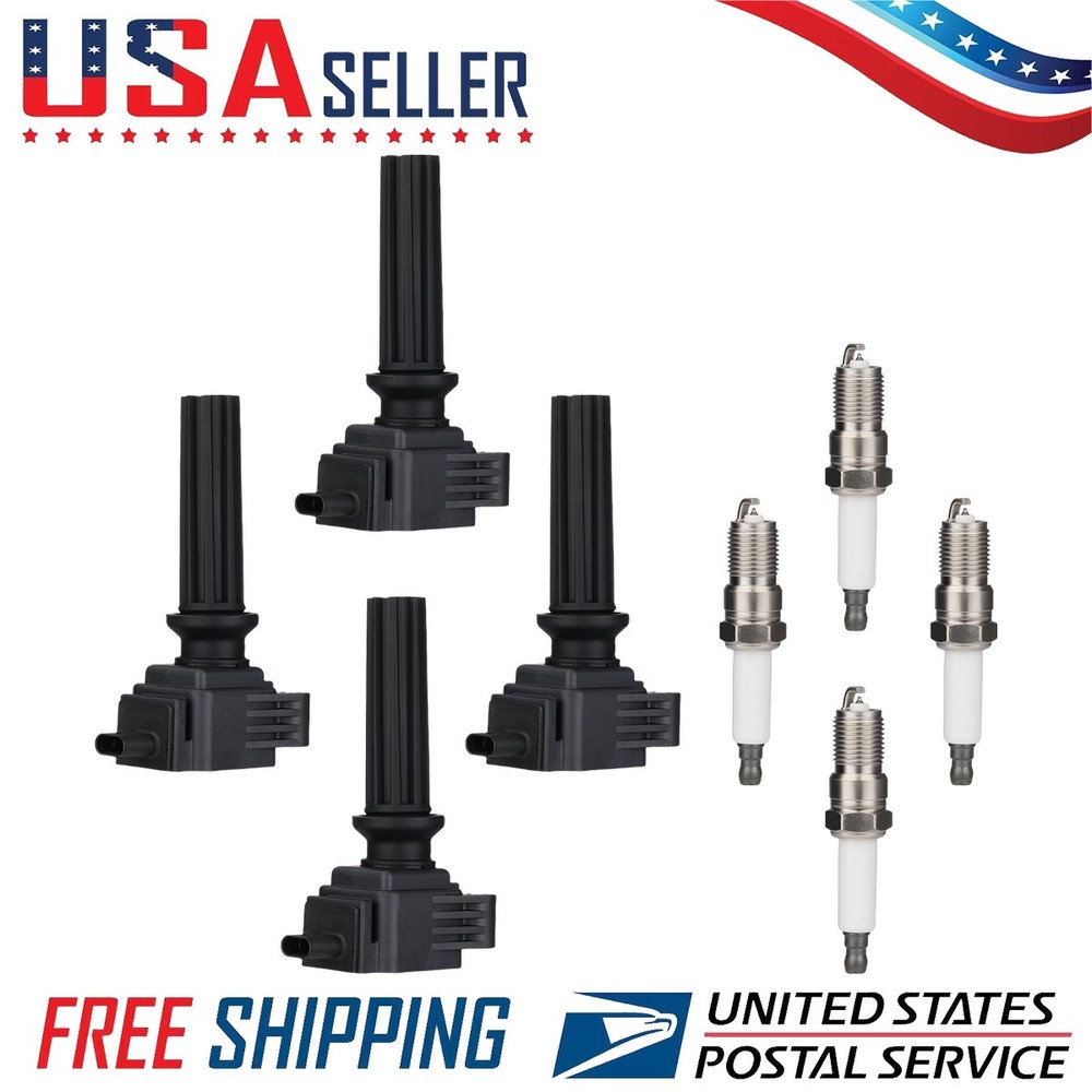 4 Ignition Coil & Spark Plug For 2.0L L4 Ford Edge Escape Explorer Focus Taurus