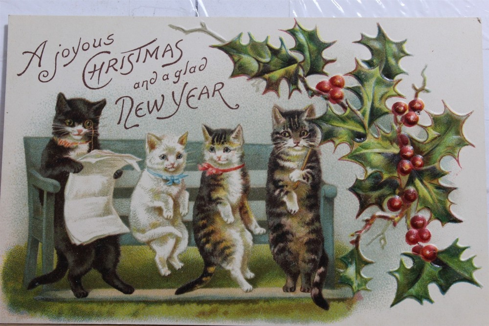 Christmas A Joyous Xmas New Year Glad Postcard Old Vintage Card View Standard PC
