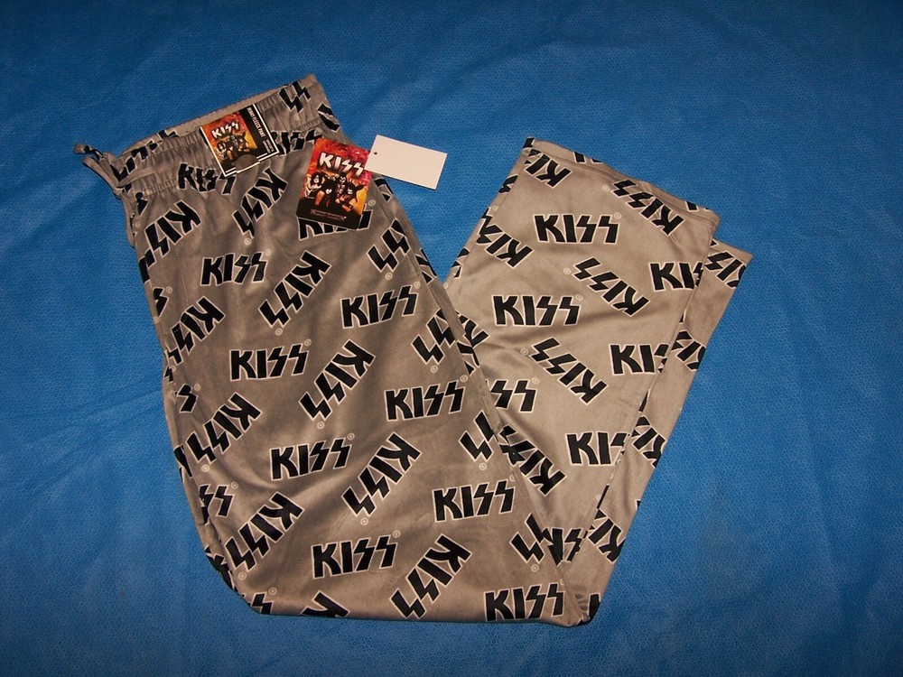 Size L Mens KISS Open Leg Minky Fleece Pajama Lounge Pants